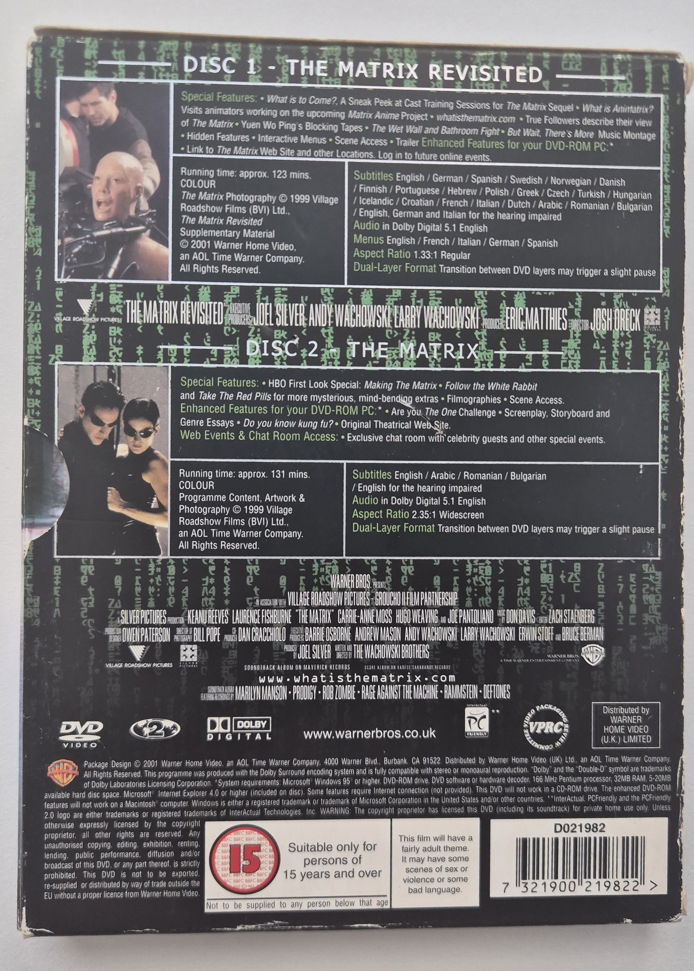 The Matrix Collector's Edition Back